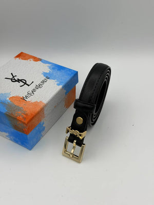 YSL Saint Laurent μαύρη-χρυσό ζώνη