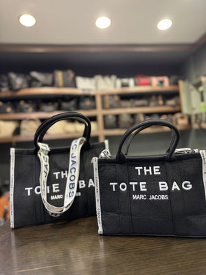 Τσάντα μαύρη με λευκές λεπτομέρειες Marc Jacobs 'The' Tote Bag