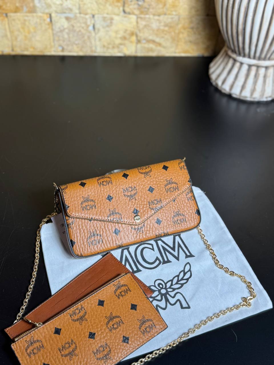 MCM Aren Flap Wallet with Chain